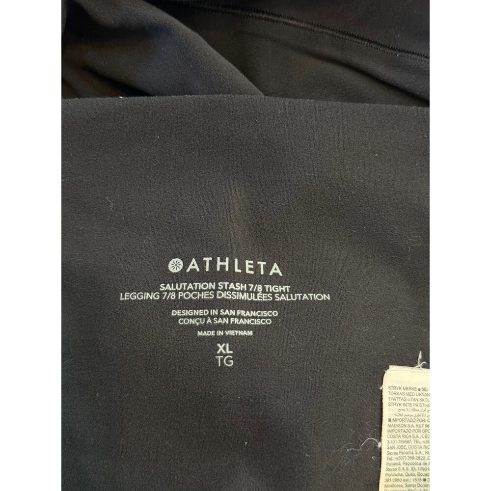 Athleta Salutation Stash 7/8 Cropped Capri Tights Leggings Womens XL Black - Picture 3 of 16